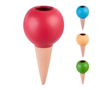 Relaxdays Picos de Riego Diseño Globo, Set de 4, 300 ml c/u, Autorriego para Plantas de Interior, Regadores, Multicolor, Cerámica