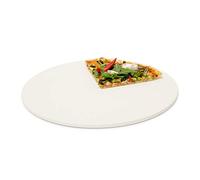 Relaxdays Pizza Redonda, Plancha de Piedra para Horno y Parrilla, Bandeja, Cordierita, 33 cm Diámetro, Beige