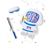 Relaxdays Piñata Astronauta con palo y máscara, multicolor | Fiestas infantiles y cumpleaños rellenable, 40x30x9 cm