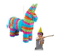 Relaxdays Piñata Burro, Piñata Animales para Rellenar, Niños, Cumpleaños, Fiestas, Celebraciones, Colgante para Golpear