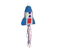 Relaxdays Raketen Pinata Piñata Cohete, para Colgar, Fiestas de Cumpleaños Niñas, Rellenable, Espacio Exterior, Multicolor, Cartón, 40x30x9 cm