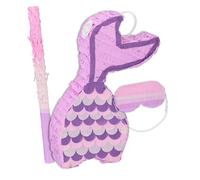 Relaxdays Piñata, Cola de Sirena, Set de 3 Piezas con Palo y Antifaz, Juego Niñas Cumpleaños, Sin Rellenar, Lila y Rosa, Cartón, 37,5 x 20 x 8 cm