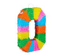Relaxdays Piñata Cumpleaños Número 0 sin Relleno, Papel, Multicolor, 50,5 x 35,5 x 7,5 cm, Color 5 cm, 0 (10025189_912)