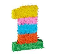 Relaxdays Piñata Cumpleaños Número 1 sin Relleno, Papel, Multicolor, 50,5 x 35,5 x 7,5 cm