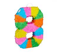 Relaxdays Piñata Cumpleaños Número 8 sin Relleno, Papel, Multicolor, 50,5 x 35,5 x 7,5 cm, Color 5 cm, 8 (10025189_910)