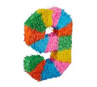 Relaxdays Piñata Cumpleaños Número 9 sin Relleno, Papel, Multicolor, 50,5 x 35,5 x 7,5 cm, Color 5 cm, 9 (10025189_911)