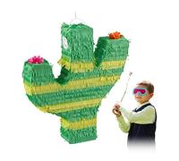 Relaxdays Piñata de Cactus, Colgante, Niños, Chicos y Chicas, Cumpleaños, para Rellenar y Golpear, en Verde y Amarillo