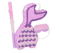 Relaxdays Piñata de sirena con palo y antifaz púrpura,rosa