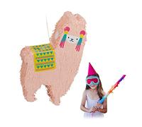 Relaxdays Llama, Colgante, niñas, cumpleaños, cotillón Fiesta, para Rellenar, piñata Alpaca, Rosa Pastel, Color, 50 x 30 x 12 cm (10031477)