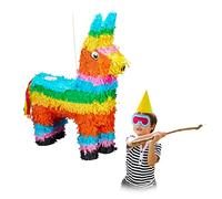 Relaxdays Piñata Llama sin Relleno, Papel, Multicolor, 56 x 41 x 13 cm | Cumpleaños, para rellenar, piñata de burro