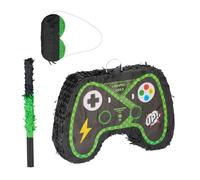 Relaxdays Piñata, Mando Videojuegos, Set 3 Piezas con Palo y Antifaz, Juego Niños Cumpleaños, Sin Rellenar, Multicolor, Papel, 28 x 42 x 8 cm