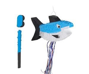 Relaxdays Piñata Tiburón Infantil con máscara y Palo, 29 x 50,5 x 10 cm, Multicolor