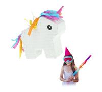 Relaxdays Mini Piñata Unicornio, Juego Fiesta Cumpleaños, Dulces, Niños y Niñas, 25x24x7 cm, Arcoíris, Multicolor
