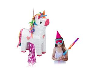 Relaxdays Piñata Unicornio, Colgante, Niños y Niñas, Fiesta Cumpleaños, para Rellenar, Papel, 51 x 14 x 35cm, Multicolor