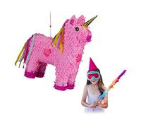 Relaxdays Piñata Unicornio Rosa sin Relleno, Papel, 47 x 43 x 13 cm | Cumpleaños, para rellenar, (Al x An x Fon): 47 x 43 x 13 cm