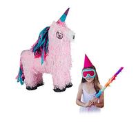 relaxdays Piñata Unicornio sin Relleno, Papel, Rosa, 54 x 40 x 13 cm