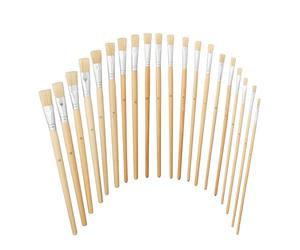 Relaxdays Pinceles, Set de 20, Acuarela, Acrílico y Óleo, Hobby y Escuela, Cerdas Pelo Real, Brochas Pintar, Natural