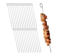 Relaxdays Pinchitos de Acero Inoxidable, Set de 30, Brochetas Barbacoa, Pinchos Metal para Asar, 30 cm Largo, Plateado
