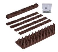 Relaxdays Pinchos Antipalomas, Set de 10 para Balcón y Tejado, 3 Filas, Plástico, 2x49x4 cm, Ahuyentador Aves, Marrón