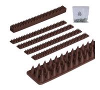 Relaxdays Pinchos Antipalomas, Set de 10 para Balcón y Tejado, 3 Filas, Plástico, 2x49x4 cm, Ahuyentador Aves, Marrón, 24