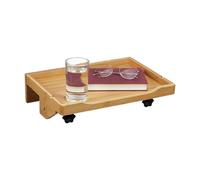 Relaxdays Pinza Mesilla de Cama, Bandeja Dormitorio, Mini Mesita para Sujetar, para Litera, 9 x 36 x 25,5 cm, Bambú, Natural, Hierro