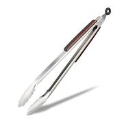 Relaxdays pinzas de cocina acero inox 2 uds, mango madera, plateadas