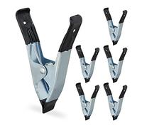 Relaxdays Pinzas de Sujeción Metálicas, Set de 6 Abrazaderas, Envergadura de 50 mm, para Sujetar, 145 mm, Negro