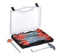 Relaxdays Piquetas camping con caja Set de 30 naranja,plata