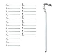 Relaxdays Piquetas Camping Set 24, Redondas, Suelo Normal y Duro, Estacas Acampada, Hierro Galvanizado, 18 cm, Plateado