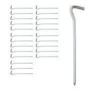 Relaxdays Piquetas Camping Set 24, Redondas, Suelo Normal y Duro, Estacas Acampada, Hierro Galvanizado, 18 cm, Plateado