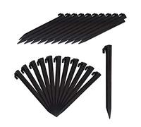 Relaxdays Piquetas de Camping, Estacas de Tienda, para Suelos Suaves & arenosos, 31 cm, Plástico, 32 Uds., Negro