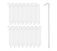 Relaxdays Piquetas de Camping, Pack de 100, Clavijas Tienda de Campaña, Acero, Suelos Blandos y Medios, 22 cm, Plateado
