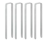Relaxdays Piquetas de Camping, Set de 4, Anclaje Arcos de Rosas, Forma en U, Galvanizado, Resistente, 30x6x2,5 cm, Plata