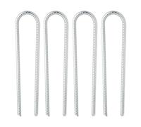 Relaxdays Piquetas de Camping, Set de 4, Anclaje Arcos de Rosas, Forma en U, Galvanizados, Resistentes, 30x7x1 cm, Plata