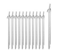 Relaxdays Piquetas de Camping, Suelos Duros, Acero Galvanizado, Ganchos & Cabezales, 30 cm, 12 Uds., Plateado