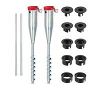 Relaxdays Piquetas Sombrilla, Set de 2, Anclaje Suelo para Atornillar, Varillas 25-50 mm, Soporte Parasol, Plateado/Rojo