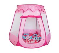 Relaxdays Piscina de Bolas Cuadrada para niños con 100 Bolas, 95 x 118 x 118 cm, Rosa