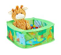 Relaxdays Piscina de Bolas Jungla, 50 Pelotas, Parque Infantil Cuadrado, Poliéster y Plástico, 29 x 80 x 80 cm, Verde