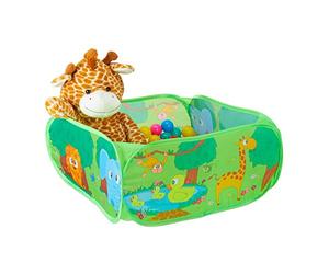 Relaxdays Piscina de Bolas Jungla, 50 Pelotas, Parque Infantil Cuadrado, Poliéster y Plástico, 34 x 71 x 71 cm, Verde