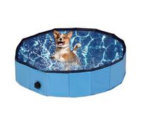 Relaxdays Piscina para Perros y Niños, Plegable, Válvula Desagüe, Jardín, Balcón, Terraza, PVC y MDF, 80x20 cm, Azul