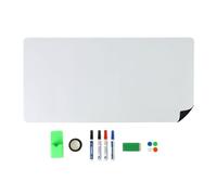 Relaxdays Pizarra Blanca, 40 x 80 cm, 4 bolígrafos, 6 imanes, Caja de lápices, Cinta Adhesiva, Pizarra magnética, Color Blanco