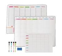 Relaxdays Pizarra Blanca para frigorífico, Juego de 3 Unidades, planificador semanal, planificador mensual y Plan de Comidas, A3 y A4, alemán, Accesorios, Color Blanco