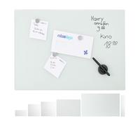 Relaxdays Pizarra Magnética Grande, Cristal, Blanco, 80 x 50 cm