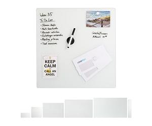 Relaxdays Pizarra Magnética Grande, Cristal, Blanco, 50 x 50