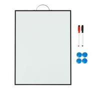 Relaxdays Pizarra magnética para Colgar, 40x30 cm, Blanca/Negra, Incluye 2 rotuladores y 4 imanes