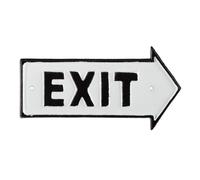 Relaxdays Placa Exit Vintage, Hierro Fundido, Blanco-Negro, 9,5 x 18,5 x 0,5 cm