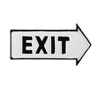 Relaxdays Placa Exit Vintage, Hierro Fundido, Blanco-Negro, 9,5 x 18,5 x 0,5 cm
