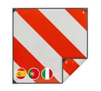 Relaxdays Placa v20, Señal Portabicicletas, Señalización Carga Saliente, 3 en 1, Aluminio, 1 Ud, 50x50cm, Rojo-Blanco