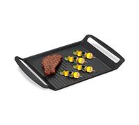 Relaxdays Plancha Grill, Cocina de Gas y Eléctrica, Asar Carne, Verdura, Pescado, Antiadherente, 23 x 26 cm, Antracita