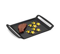 Relaxdays 10031495 Plancha Grill, Cocina de Gas y Eléctrica, Asar Carne, Verdura, Pescado, Antiadherente, 23 x 26 cm, Antracita, Aluminio